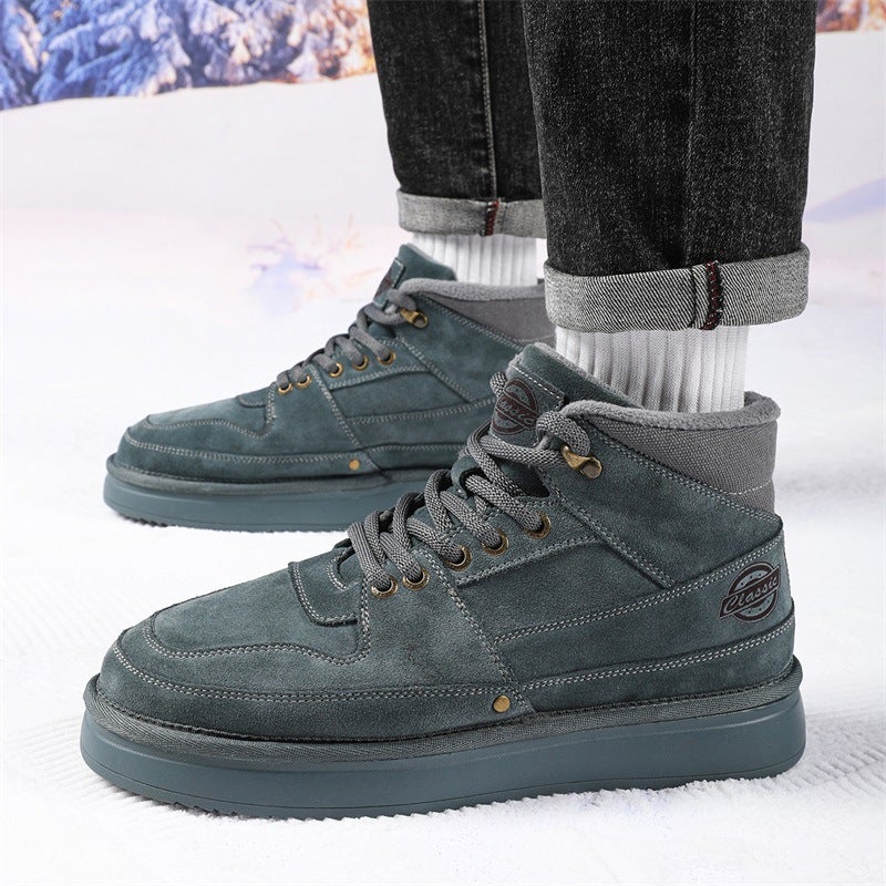 Winter New Style Fleece-Lined Thickened Trendy Casual Boots Thick Bottom Wear-Resistant Outer Wear Short Tube Men'S Shoes - Image 4